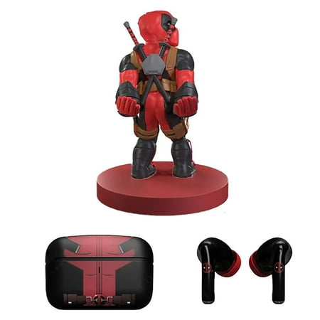 Exquisite Gaming: Buds Pro & Holdems Bundle – Deadpool – Wireless Bluetooth Earbuds & Case Character Device Holder/Figure Licensed Marvel Set