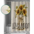 thumbnail image 3 of Small Stall Shower Curtain 48x72 Inch Narrow Half Size Botanical Sunflowers Bath Curtains Bathroom Decor Summer Blossom Flowers Floral Waterproof Fabric Shower Curtain Set with Hooks 48 Inch, 3 of 6