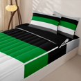 thumbnail image 3 of Erosebridal Minimalist Geometric Stripes Zipper Queen Comforter Set with Fitted Sheet and 2 Pillowcases,Green Stripe Pattern Zipper Bedding Set For Girls,Black Reversible,4pcs, 3 of 7