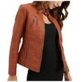 thumbnail image 2 of Cutuoiiu Leather Jackets for Women Slim Fit Short Motorcycle Belt Jacket Coat Gifts, 2 of 8