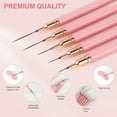 thumbnail image 3 of Metallic Nail Art Pens, Liner Brushes Set, 5PCS Pink Color Nail Tools For Long Lines, Thin Details, Fine Drawing, Liner Brush UV Gel Polish Painting Nail Design Sizes 5/8/12/20/25mm, 3 of 7