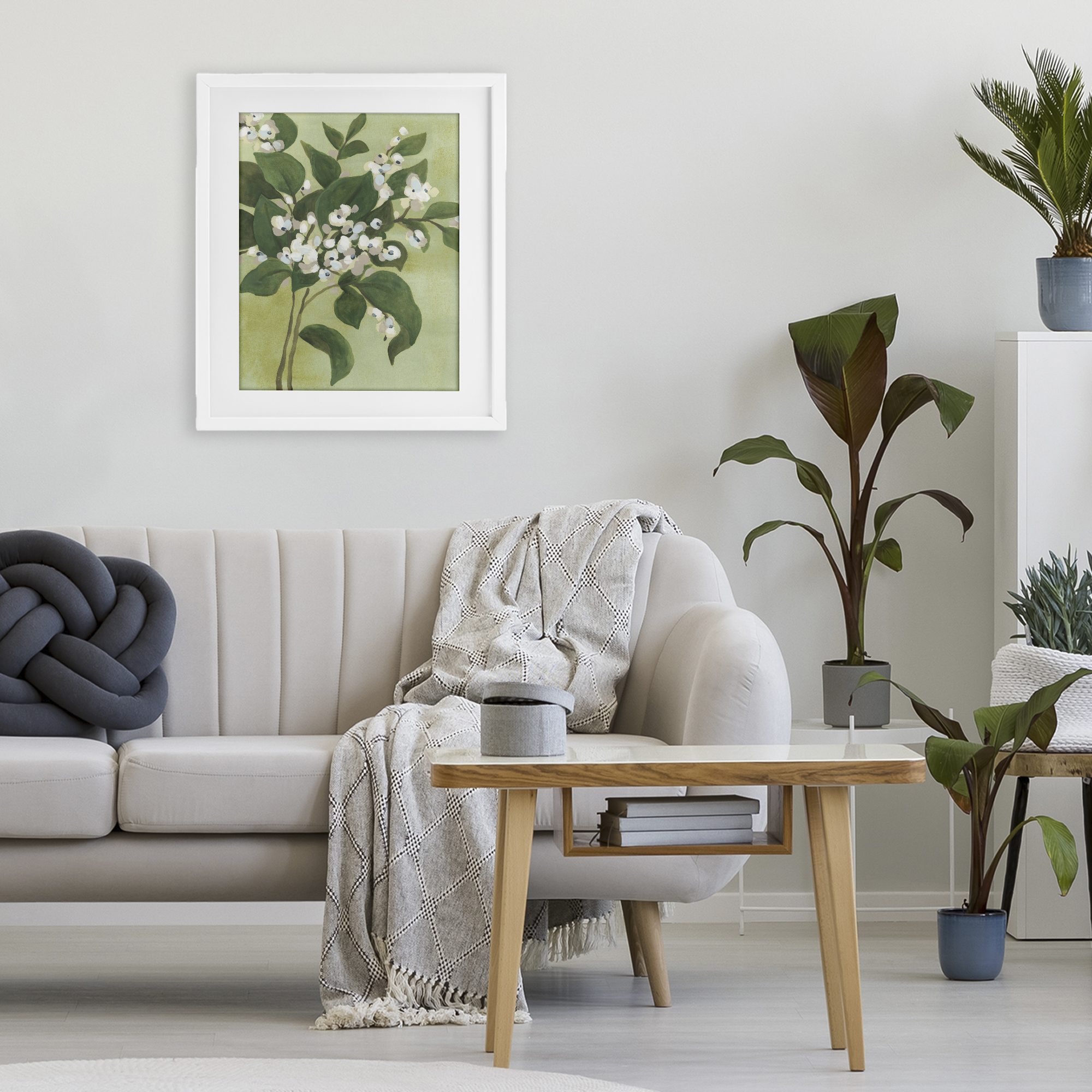 Stupell Industries Verdant Branch Blossoms White Framed Print Under Glass, design by June Erica Vess
