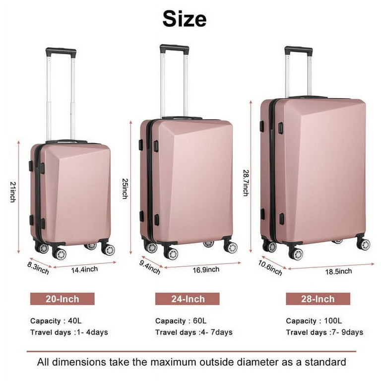 Hikolayae 3-Piece Hard Shell Suitcase Set, Medium Carry-On