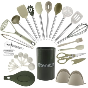 Cook With Color Silicone Cooking Utensils Set, 38 Pieces, Green
