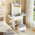 thumbnail image 4 of Costway Vanity Desk with Mirror & Lights, Stool, 2 Drop Leaf Tables, Charging Station White, 4 of 10