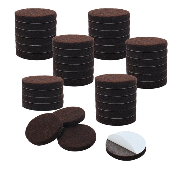 Almohadillas de fieltro redondas para muebles del hogar, 40 piezas, protector de piso para patas de silla, marrón oscuro, 25 x 5 mm