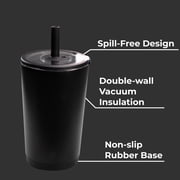 HydroJug Everyday Tumbler – Ceramic-Lined Insulated Tumbler with Straw and Soft-Touch Lid, Cup Holder Friendly – 14 oz, Black