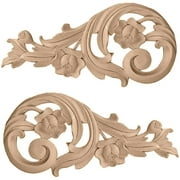 Ekena Millwork 9 3/4"W x 4 3/4"H x 3/4"D (Each Side) Medium Rose Scrolls (Pair), Maple