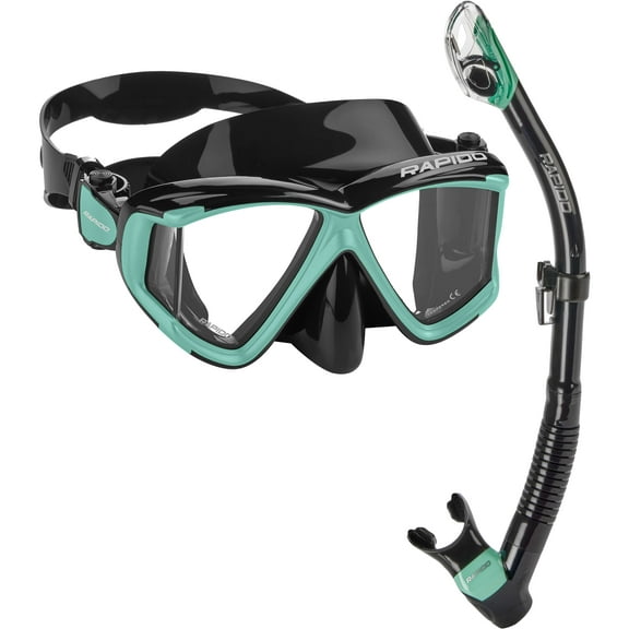 Italian Design Panto-180 Premium Tempered Glass Lens Panoramic Side-View Snorkel Mask Superior Dry Snorkel Set
