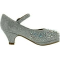 thumbnail image 2 of Forever Dana-58k Kids Mid Heel Rhinestone Pretty Sandal Mary Jane Platform Dress Pumps, 2 of 4