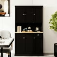 thumbnail image 2 of 71" Kitchen Pantry Storage Cabinet With Adjustable Shelves, 6 Doors For Microwave Oven - 1 Drawer Black Durability Freestanding Microwave,, 2 of 6