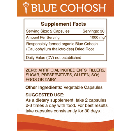 Secrets Of The Tribe Blue Cohosh Capsules Dietary Supplement, Natural Herbal Capsules for Female Wellness Support, Blue Cohosh (Caulophyllum Thalictroides) Dried Root, 60 Capsules