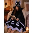thumbnail image 2 of Halloween Bat Blanket Hooded Cape Costume, Cute Bat Blanket Hoodie, Soft Hooded Bat Cape for Women, Wearable Bat Blanket Adult for Halloween Cosplay Party Night, 2 of 14