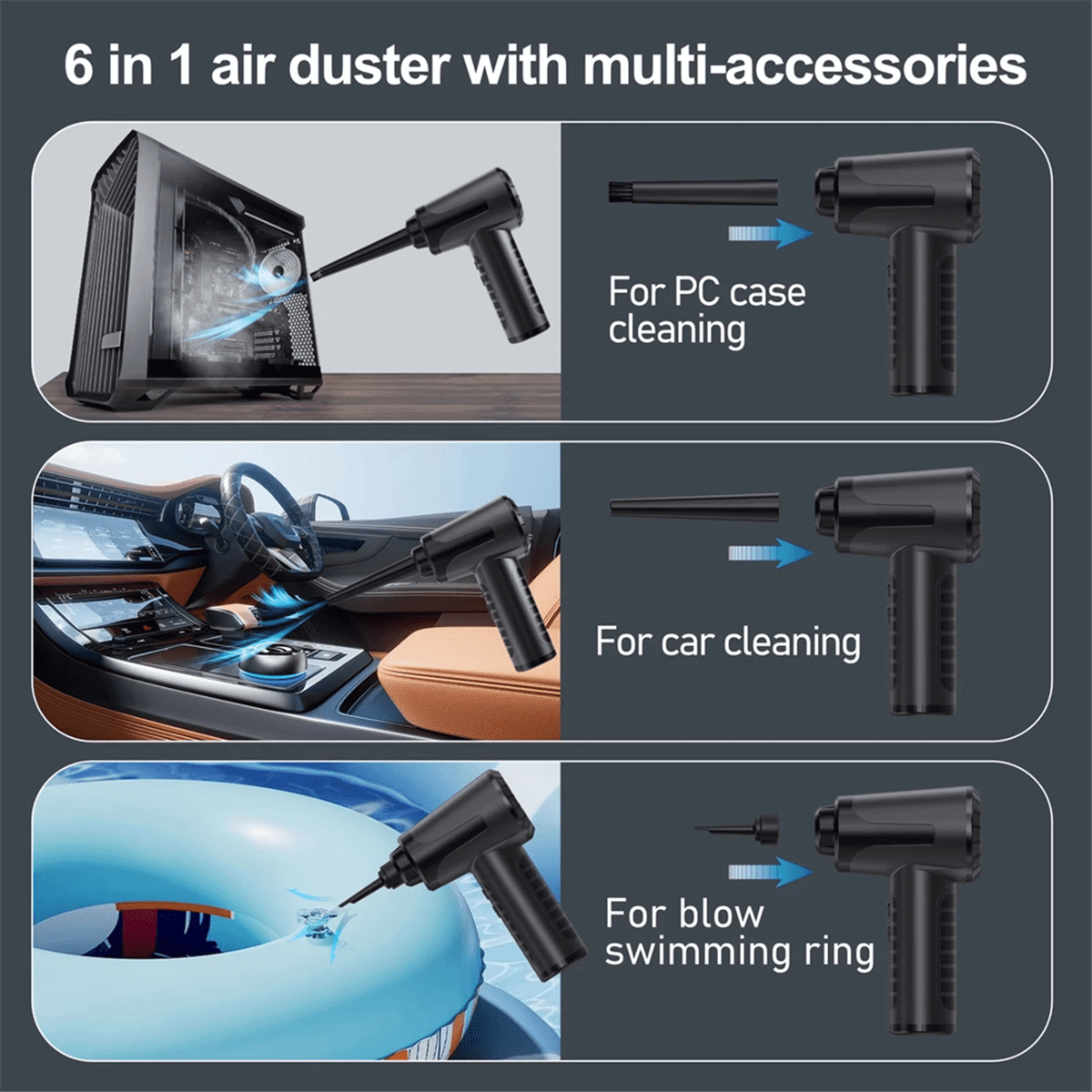 Compressed Air Duster 100000RPM Electric Air Duster Rechargeable Cordless Air Blower for Keyboard Devices Cleaning