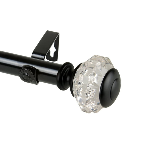 Domovina Lizbeth 1-inch Single Curtian Rod-Color:Black,Size:48-84"