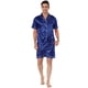 thumbnail image 1 of Ropa de dormir para hombres Top y pantalones de manga corta Ropa de dormir de verano Conjuntos de pijama de satén Azul S, 1 of 4