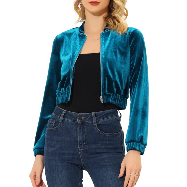 CHAQUETA CORTA DE INVIERNO CON CREMALLERA PARA MUJERES CHIC S OLAS AZUL