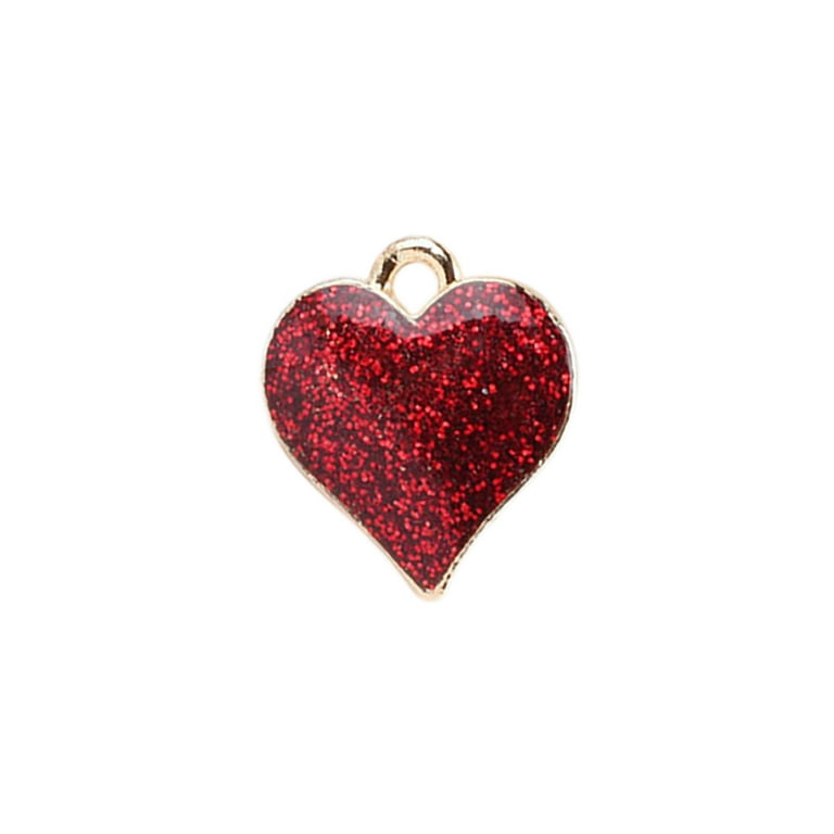 10 PC Heart Shape Charms Bling Charms for Jewelry Making Valentine's Day DIY Earring Bracelet Necklace, Adult Unisex, Size: One size, Gold