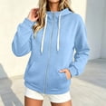 thumbnail image 2 of JUjie Womens Zip Up Hoodies High Neck Fleece Jackets Oversized Sweatshirts Fall Fashion 2026 Sweaters Winter Clothes Light Blue XXXL, 2 of 5