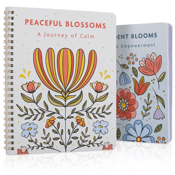 Set de 2 libros para colorear para adultos ZICOTO, floral y relajante, 21 x 18 cm