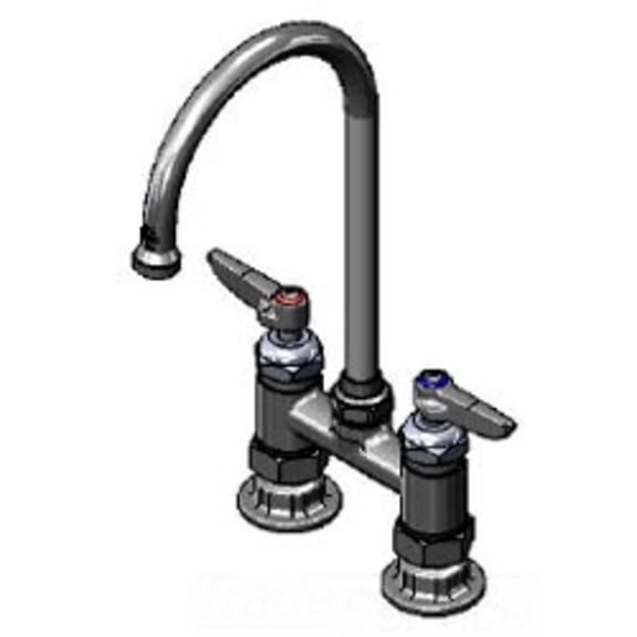 T&S Brass B-0325-CR Double Pantry Faucet with Swivel Gooseneck, Lever Handles