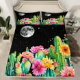 thumbnail image 2 of Manfei Cartoon Cactus Child Full Size Sheets, Western Groovy Flower Bed Sheets, Glitter Stars Moon Sheet Sets, Luxury Bedroom Decor, 4 Pieces, 2 of 7