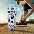 thumbnail image 5 of 40 oz Tumbler with Handle and Straw, Stainless Steel Insulated Cup with Leak Proof Lid and Straw Lid, Keep Drinks Cold and Hot for Hours（Cow）, 5 of 5