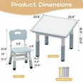 thumbnail image 2 of Kids Table & 2 Chair Set,Square Table and Chairs Set,Height Adjustable Toddler Table with Graffiti Desktop,Children Multi-Activity Table for 2,Kids Furniture for Ages 2-8, 2 of 9