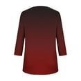 thumbnail image 5 of Delliss Women's Gradient Print Shirt 3/4 Sleeve Pleated Comfy Basic Top Wine S, 5 of 6