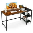 thumbnail image 1 of Costway 55" Computer Desk Writing Workstation Study Table Home Office with Bookshelf Rustic, 1 of 10