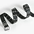thumbnail image 4 of Double Grommet Belt, Wide Belt Vintage Style Double Prong Buckle Punk Waist Belt for Dancing, 4 of 8