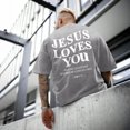 thumbnail image 4 of chencehns Christian Jesus Loves You Shirts for Men Religious Oversized Graphic Tees Jesus Faith Acid Wash T Shirt God Top, 4 of 10
