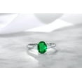 thumbnail image 5 of Gem Stone King 10K White Gold Simulated Emerald and White Created Sapphire 3-Stone Engagement Ring for Women (1.10 Cttw, Available 5,6,7,8,9), 5 of 6