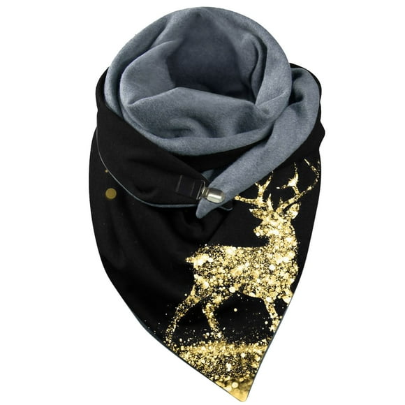 WEAIXIMIUNG Satin Lined Hats Universal Autumn Winter Warm Scarf Printed Elegant Double Layer Buckle Soft Comfortable Scarf