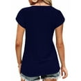 thumbnail image 7 of TEMOFON Womens Summer Tops Casual V Neck Tee Shirts Petal Sleeve Fashion Loose Blouses for Women Clothes Short Sleeve Shirts Dressy Tunic Tops, 7 of 7
