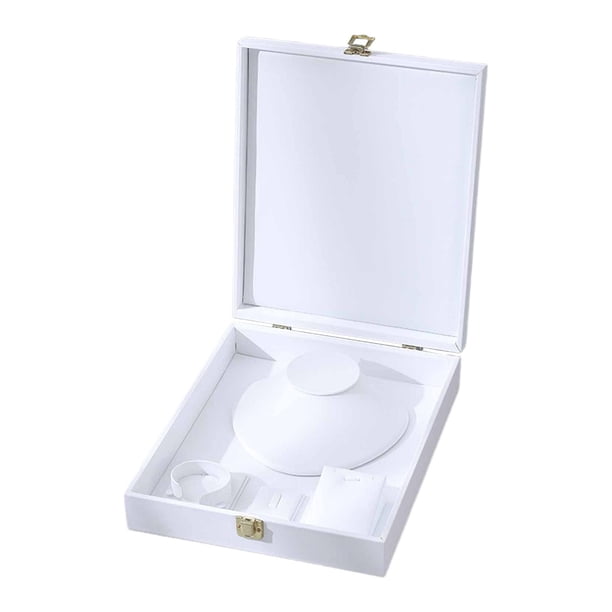 Caja organizadora de joyas para exhibir collares y pendientes, contenedor de recuerdos, regalo y tesoro Blanco