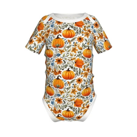 

Junzan Autumn Pumpkin Blossoms Print Short-Sleeve Baby Climbing Clothes Bodysuits for Infant One-Piece for Baby Boys & Girls Baby Clothes Baby Romper with Snap Closure-2 Years