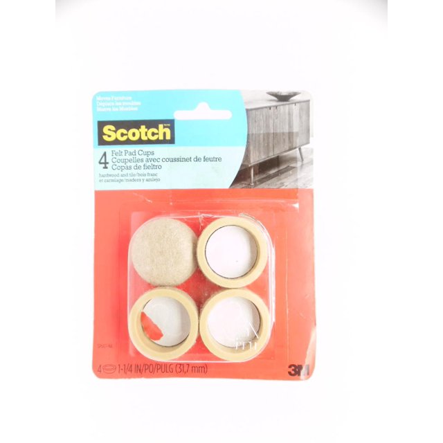 3M Scotch Felt Pad Cups for Furniture 1 1/4" Beige 4ct