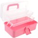 thumbnail image 1 of 1 estuche portátil para maquillaje, estuche de plástico multifuncional para guardar cosméticos, caja de medicinas para el hogar (rosa), 1 of 5