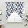 thumbnail image 2 of Swag Valance Curtains for Windows, Bohemia Style Light Filtering Kitchen Curtains with Rod Pocket, Abstract Middle Century Aztec Pattern Blue Window Treatment Valances for Living Room, 28x36 - 2 PCS, 2 of 9