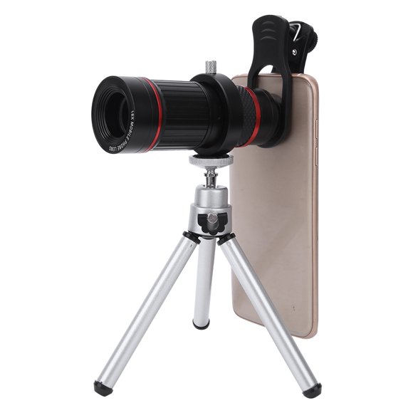 18 Times Metal External Telephoto Lens High Power High Definition Mobile Shooting Monocular Telescope with Phone Holder Tripod