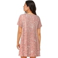 thumbnail image 3 of Horeoi Rose Gold Glitter Print Women's Short-sleeved Nightdress Breathable Cotton-like Material Loose A-line Knee-length, 3 of 6