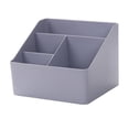 thumbnail image 4 of Caja de almacenamiento de escritorio, estuche de maquillaje con 4 compartimentos, organizador de mesa gris azul, 4 of 9