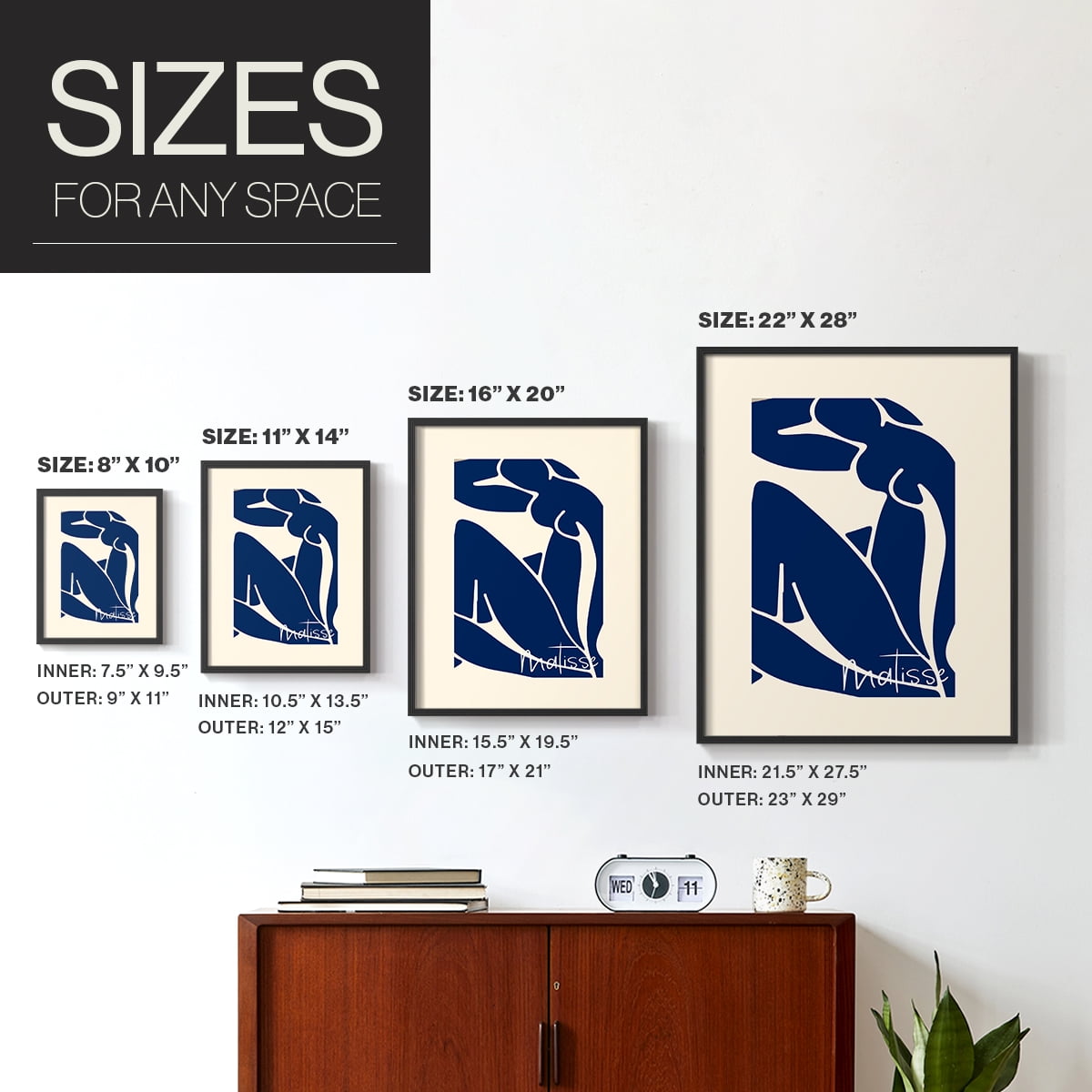 Matisse CCCIV - Black Framed Wall Art Print, Solid Wood Frame, 22 x 28 Framed Print, Ready to Hang