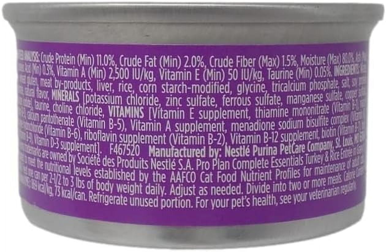 Purina Pro Plan Complete Essentials Cat Food - 8 Can Sampler (2) Each: Turkey Veg, Sole Veg, Turkey Rice, Tuna (3 Ounces) | MerlinsMart Zine + Catnip Toy