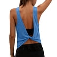 thumbnail image 2 of Pounoo Womens Workout Tops Sleeveless Twisted Back Solid Color Athletic Shirts Casual Loose Lightweight Soft Comfy Gym Wear Gift, 2 of 9