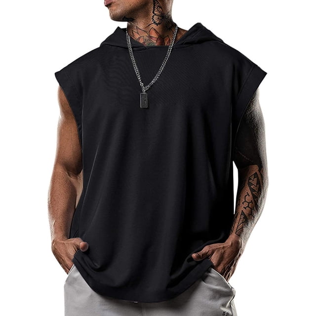 Camisetas sin mangas con capucha para hombre, camisetas negras para culturismo, camisetas sin mangas para gimnasio