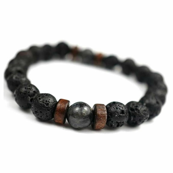 NATEFEMIN Fashionable Lava Stone & Black Moonstone Bracelet for Enhancing Personal Energy