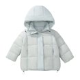 thumbnail image 3 of Kids Thickened Hooded Puffer Jacket, Boys & Girls Warm Winter Coat with Thermal Insulation, Casual Outdoor Snowwear for Extreme Cold Weather Protection Light Blue, 3 of 9
