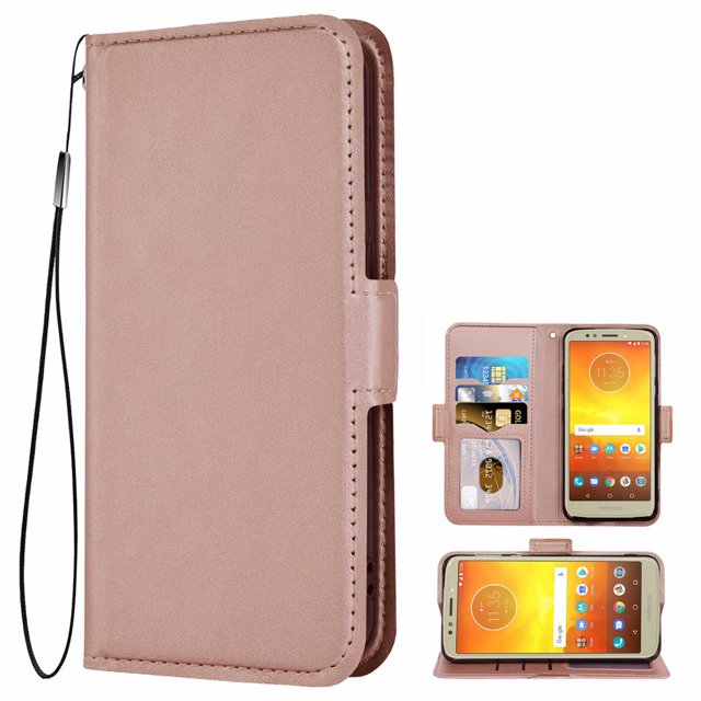 Case for Motorola Moto E5 Play - Mobile Phone Case with Magnetic Closure, Stand Function And Card Slot, Case Cover Protective Cover Pouch Book Folding Style Pink